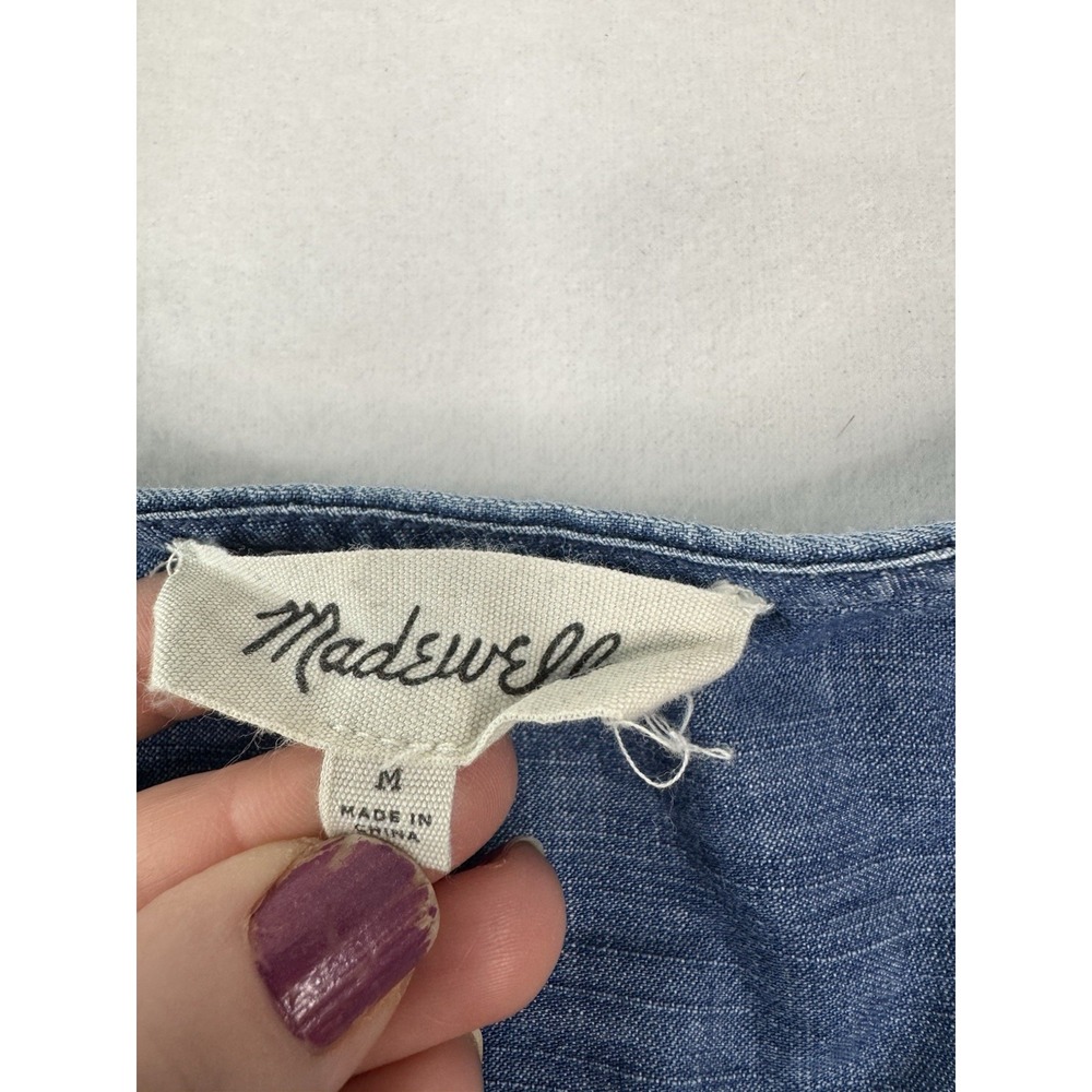 Madewell Blue Chambray Wrap Crop Top - Picture 2 of 8